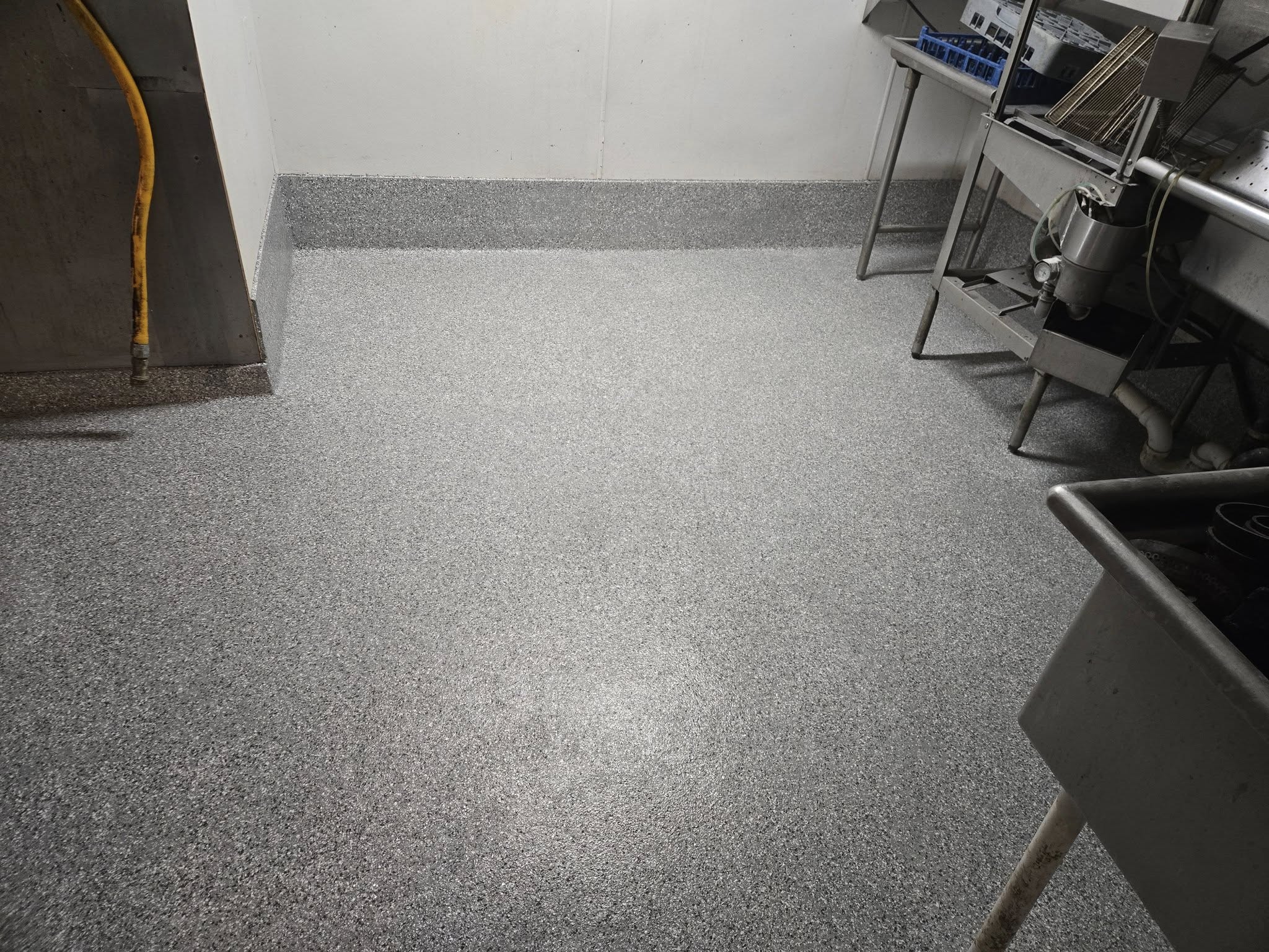 Commercial kitchen epoxy floor gray flake Massachusetts