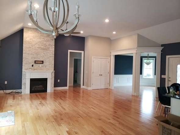Interior painting coffered ceiling Mendon MA